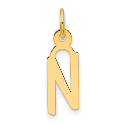 14K Gelbgold Schräg Block Buchstabe N Initiale Charm