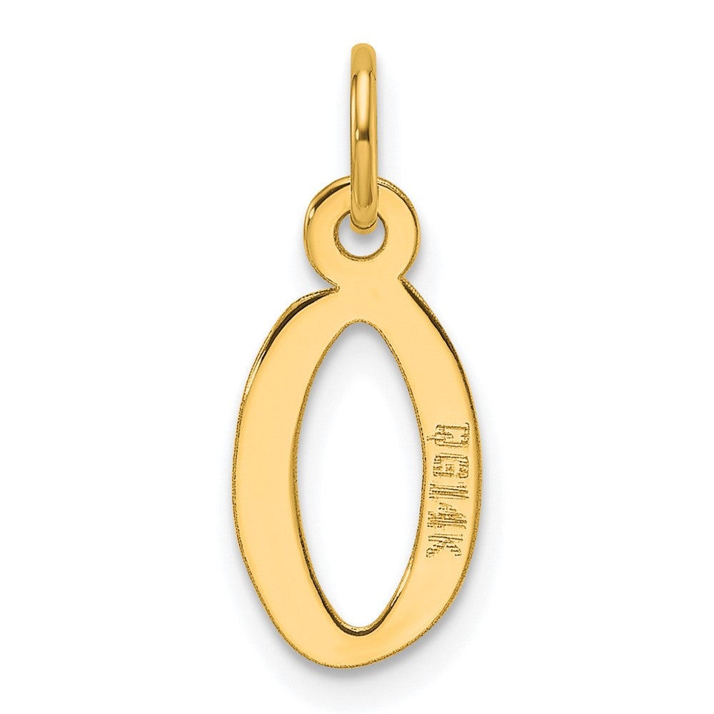 14K Gelbgold Schräg Block Buchstabe O Initiale Charm