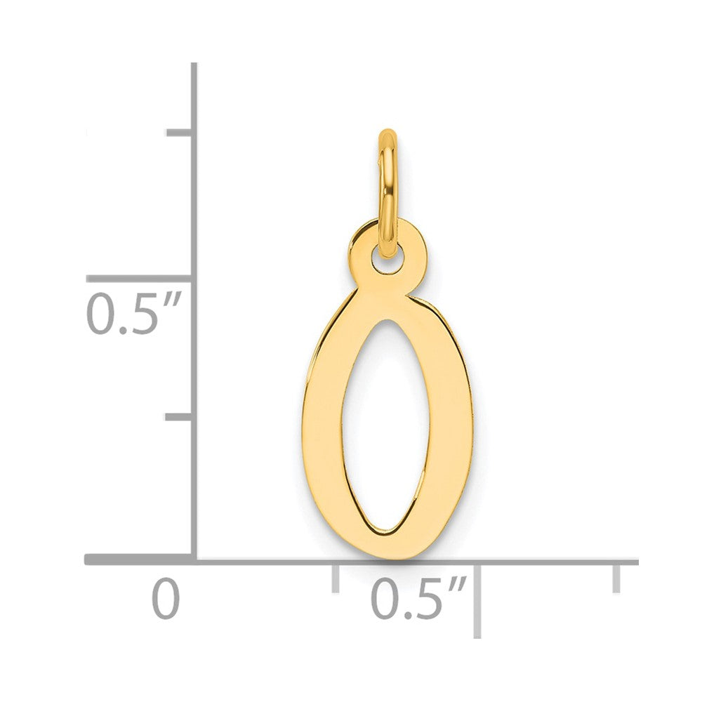 14K Gelbgold Schräg Block Buchstabe O Initiale Charm