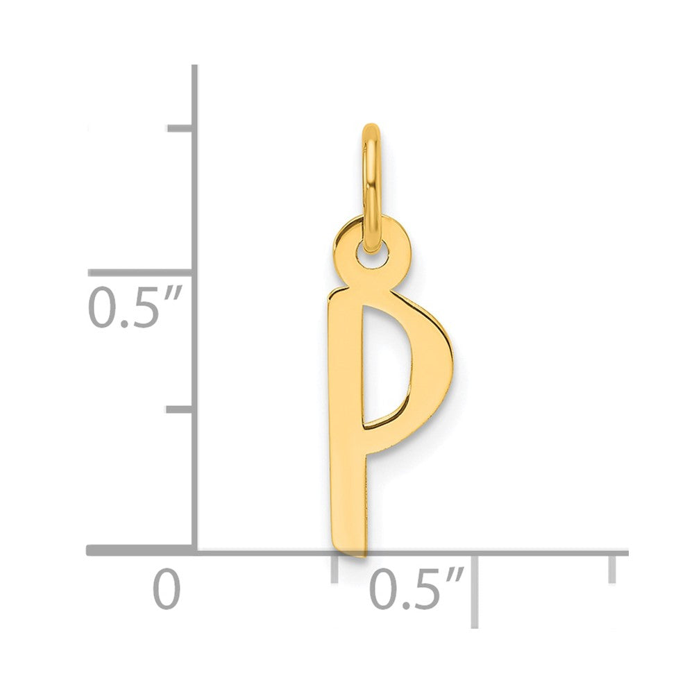 14K Gelbgold Schräg Block Buchstabe P Initiale Charm