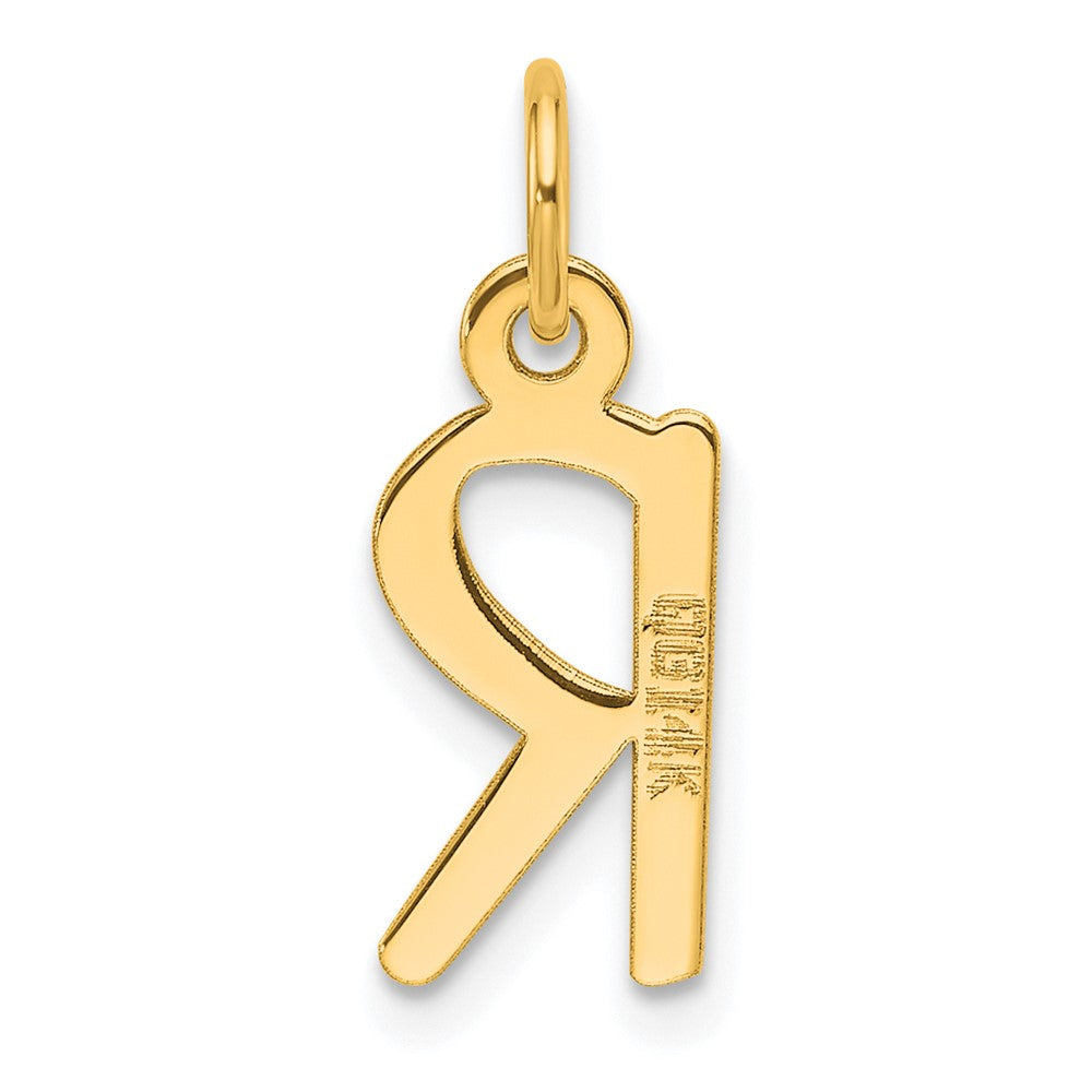 14K Gelbgold Schräg Block Buchstabe R Initiale Charm