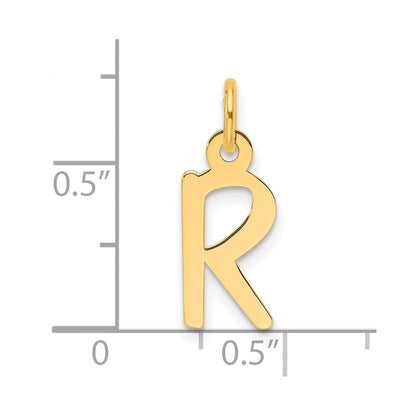 14K Gelbgold Schräg Block Buchstabe R Initiale Charm