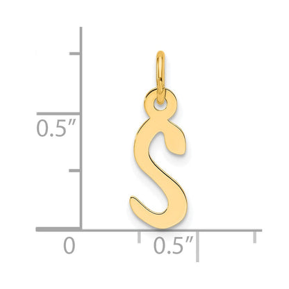 14K Gelbgold Schräg Block Buchstabe S Initiale Charm