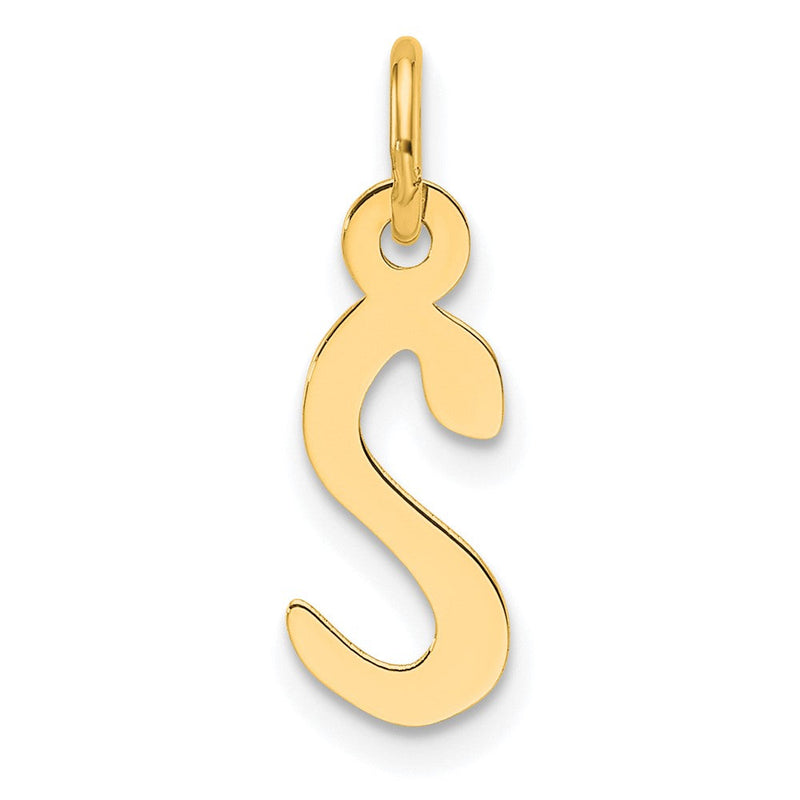 14K Gelbgold Schräg Block Buchstabe S Initiale Charm