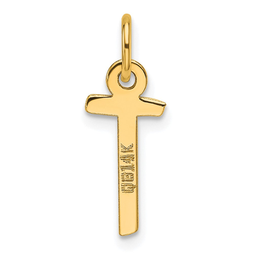 14K Gelbgold Schräg Block Buchstabe T Initiale Charm