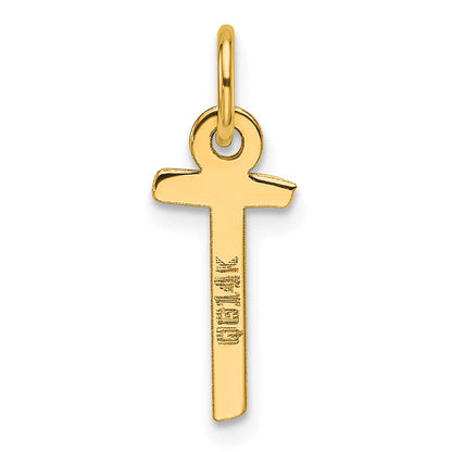 14K Gelbgold Schräg Block Buchstabe T Initiale Charm