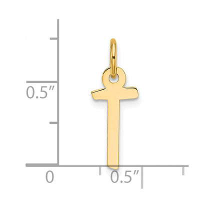 14K Gelbgold Schräg Block Buchstabe T Initiale Charm