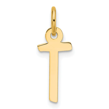 14K Gelbgold Schräg Block Buchstabe T Initiale Charm