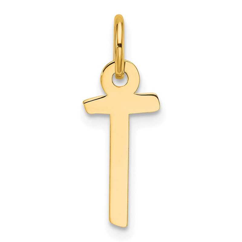 14K Gelbgold Schräg Block Buchstabe T Initiale Charm