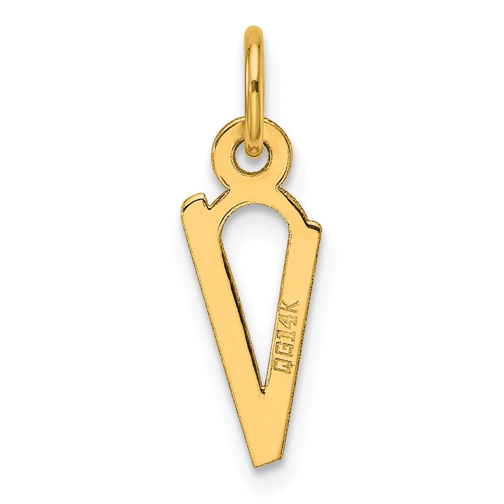 14K Gelbgold Schräg Block Buchstabe V Initiale Charm