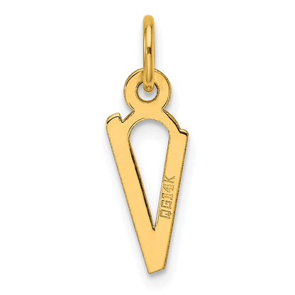 14K Gelbgold Schräg Block Buchstabe V Initiale Charm
