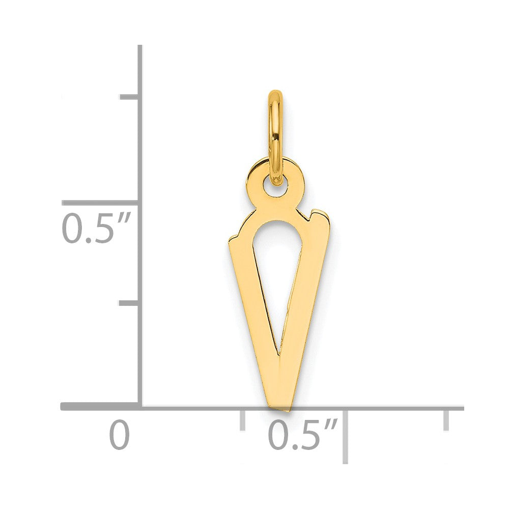 14K Gelbgold Schräg Block Buchstabe V Initiale Charm