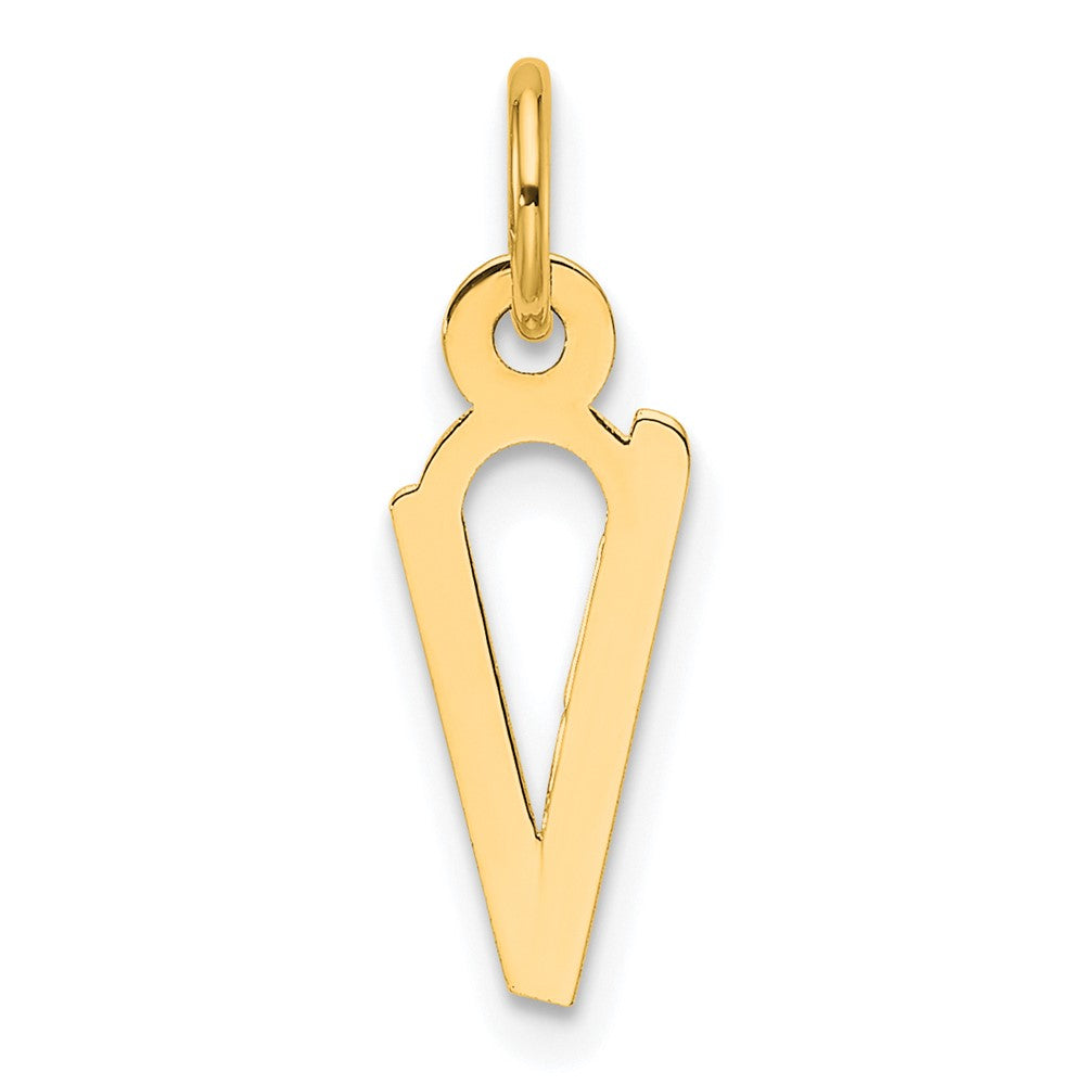 14K Gelbgold Schräg Block Buchstabe V Initiale Charm