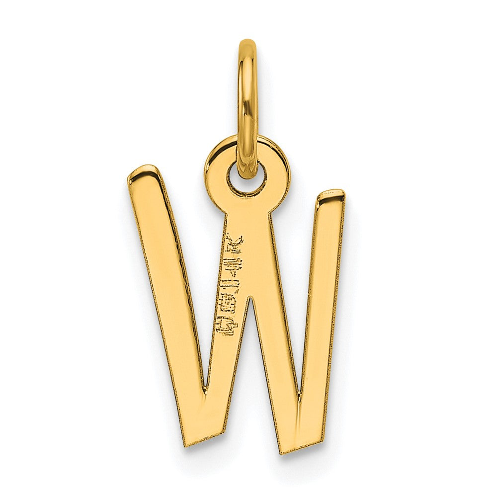 14K Gelbgold Schräg Block Buchstabe W Initiale Charm