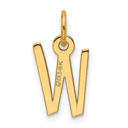 14K Gelbgold Schräg Block Buchstabe W Initiale Charm