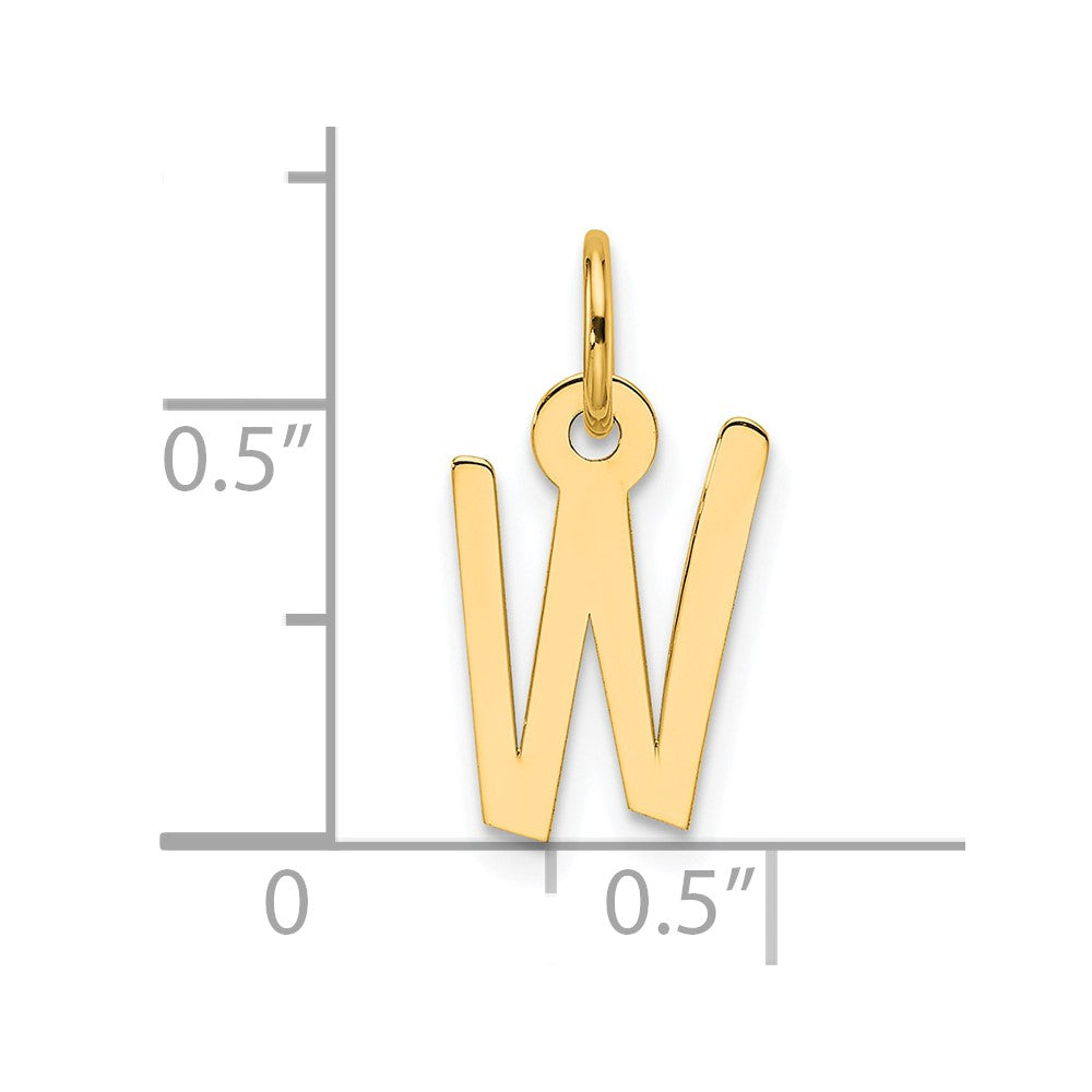 14K Gelbgold Schräg Block Buchstabe W Initiale Charm