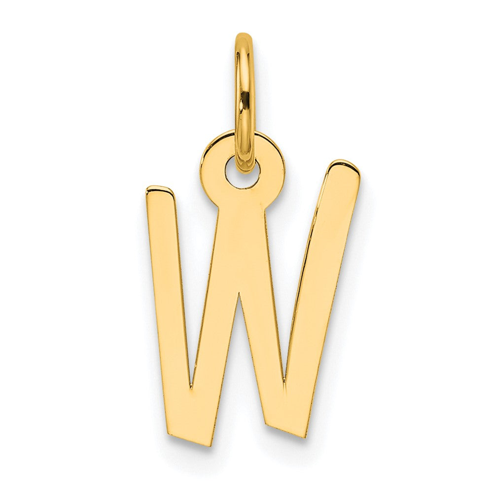 14K Gelbgold Schräg Block Buchstabe W Initiale Charm