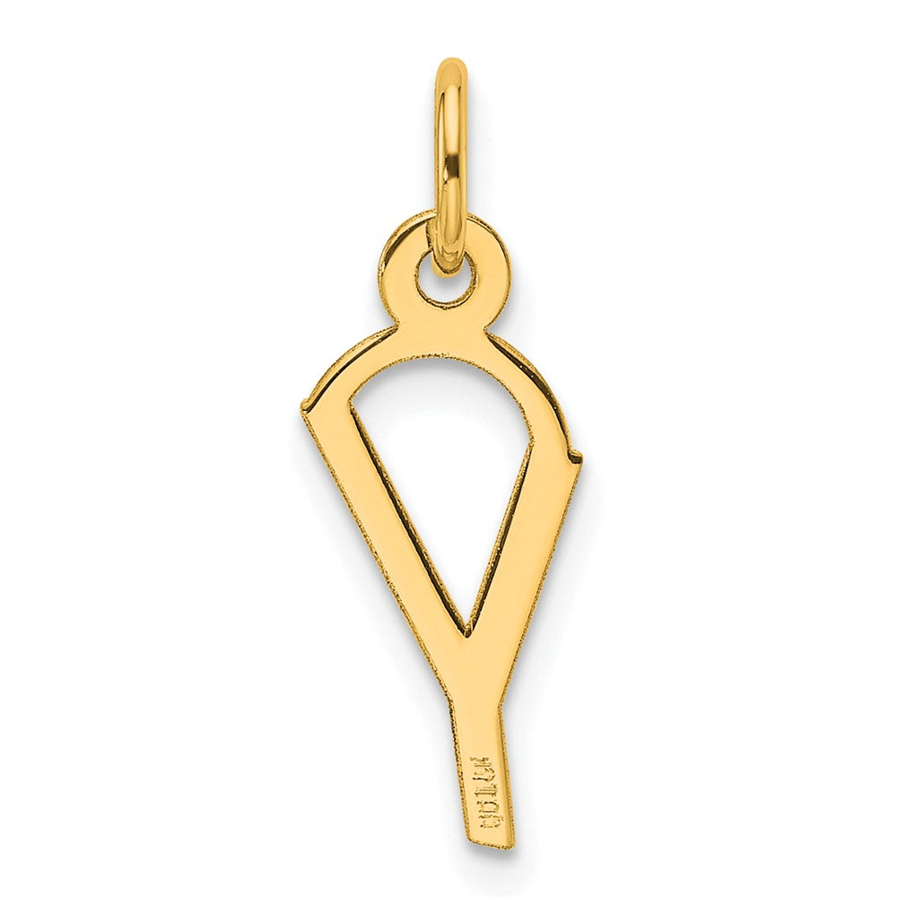 14K Gelbgold Schräg Block Buchstabe Y Initiale Charm