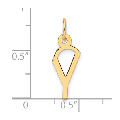 14K Gelbgold Schräg Block Buchstabe Y Initiale Charm