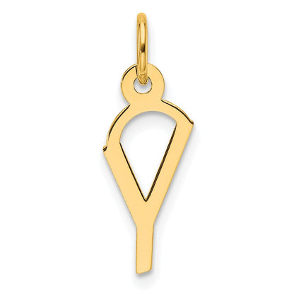 14K Gelbgold Schräg Block Buchstabe Y Initiale Charm