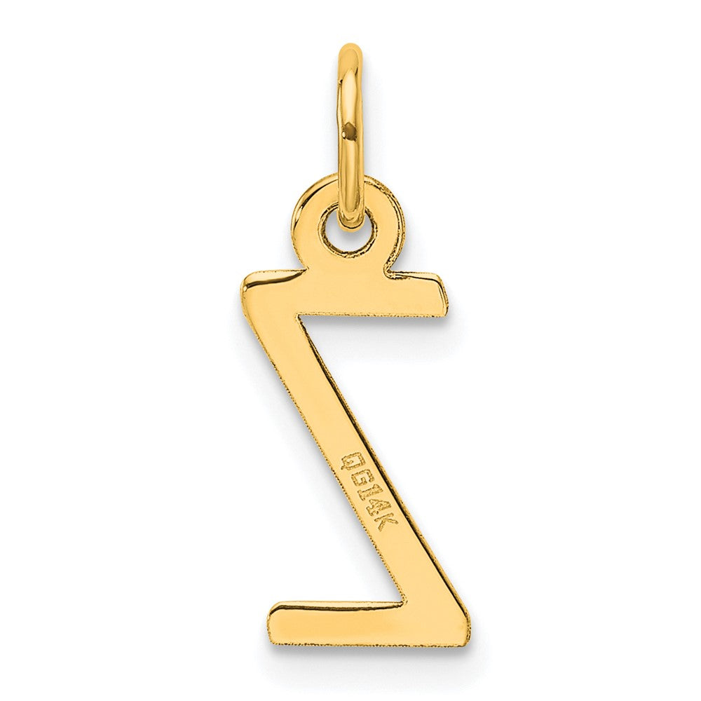 14K Gelbgold Schräg Block Buchstabe Z Initiale Charm
