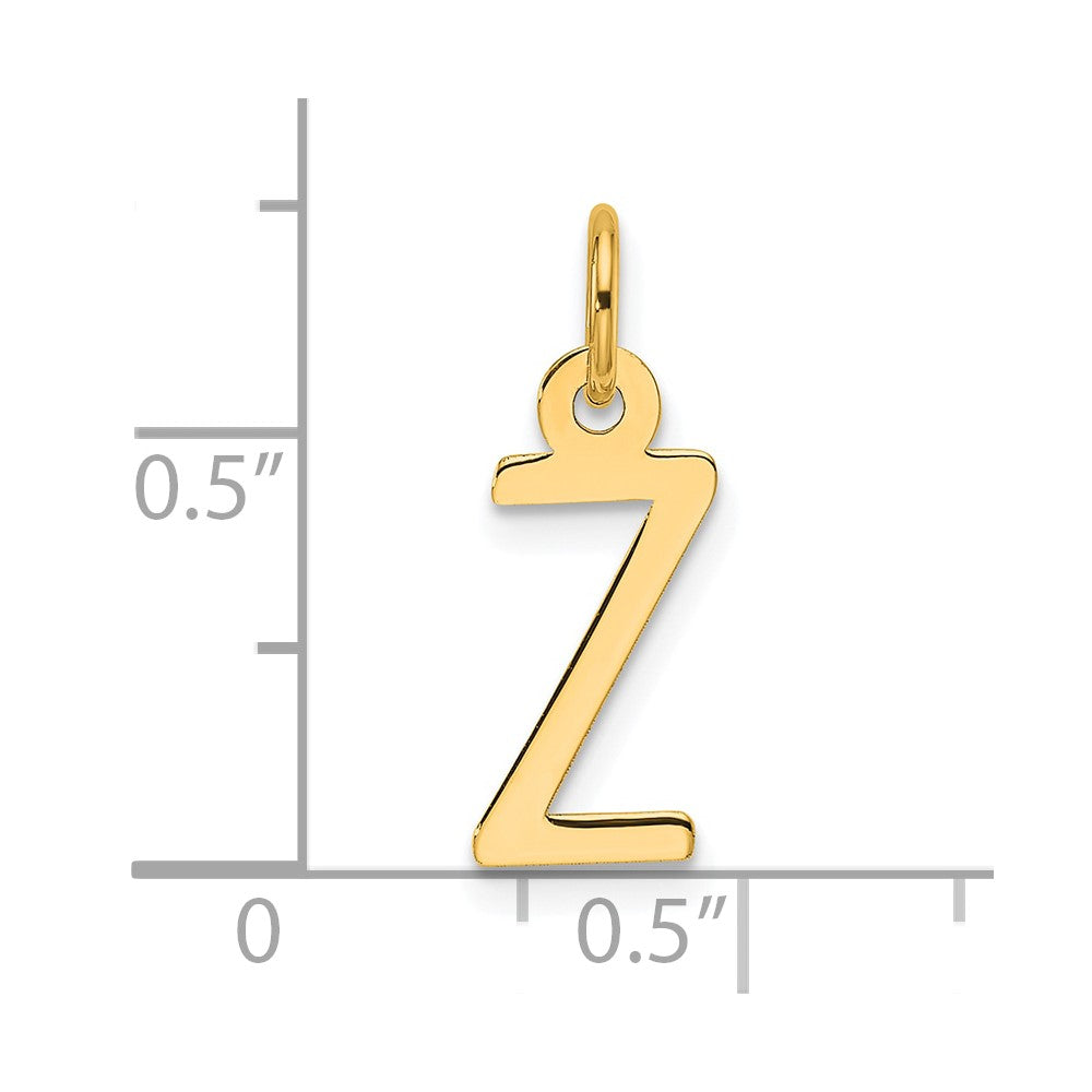 14K Gelbgold Schräg Block Buchstabe Z Initiale Charm