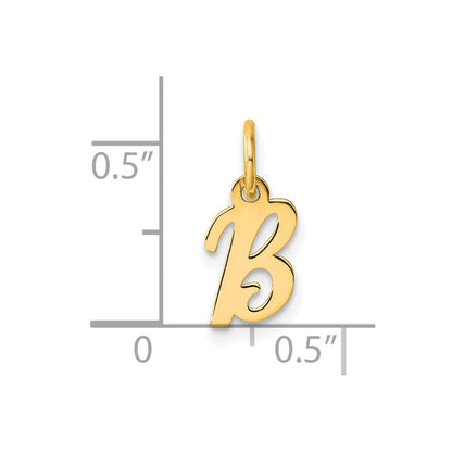 14K Gelbgold Klein Schreibschrift Buchstabe B Initiale Charm