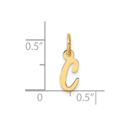 14K Gelbgold Klein Schreibschrift Buchstabe C Initiale Charm