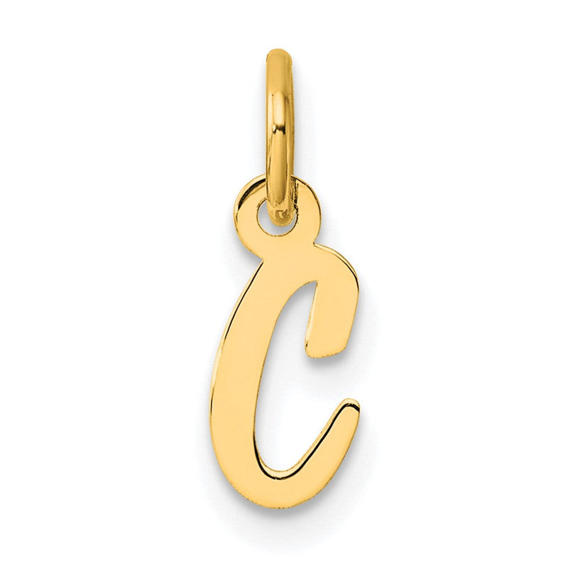 14K Gelbgold Klein Schreibschrift Buchstabe C Initiale Charm