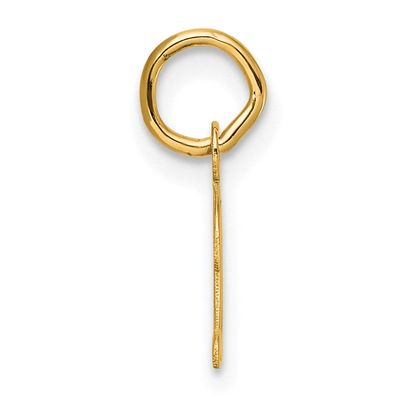 14K Gelbgold Klein Schreibschrift Buchstabe D Initiale Charm
