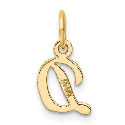 14K Gelbgold Klein Schreibschrift Buchstabe D Initiale Charm