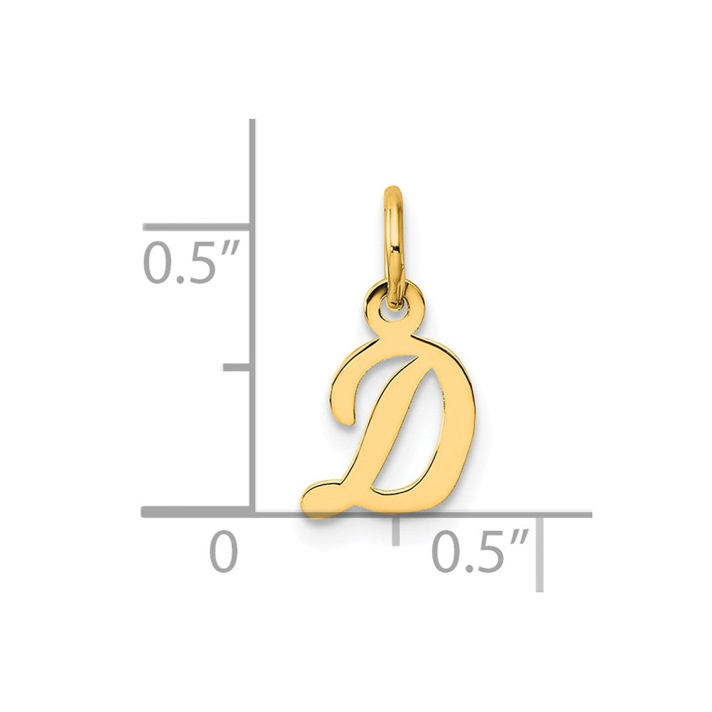 14K Gelbgold Klein Schreibschrift Buchstabe D Initiale Charm