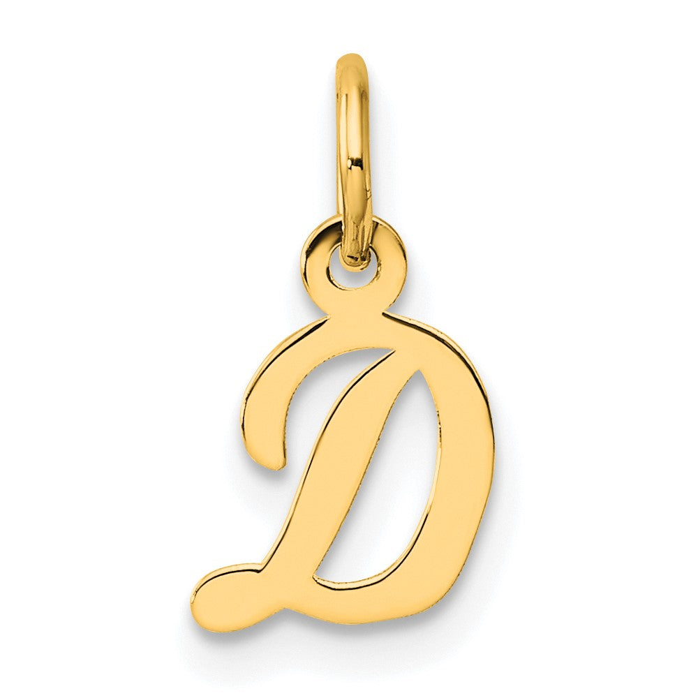 14K Gelbgold Klein Schreibschrift Buchstabe D Initiale Charm