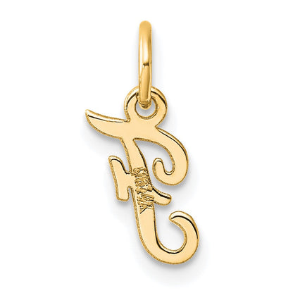 14K Gelbgold Klein Schreibschrift Buchstabe F Initiale Charm