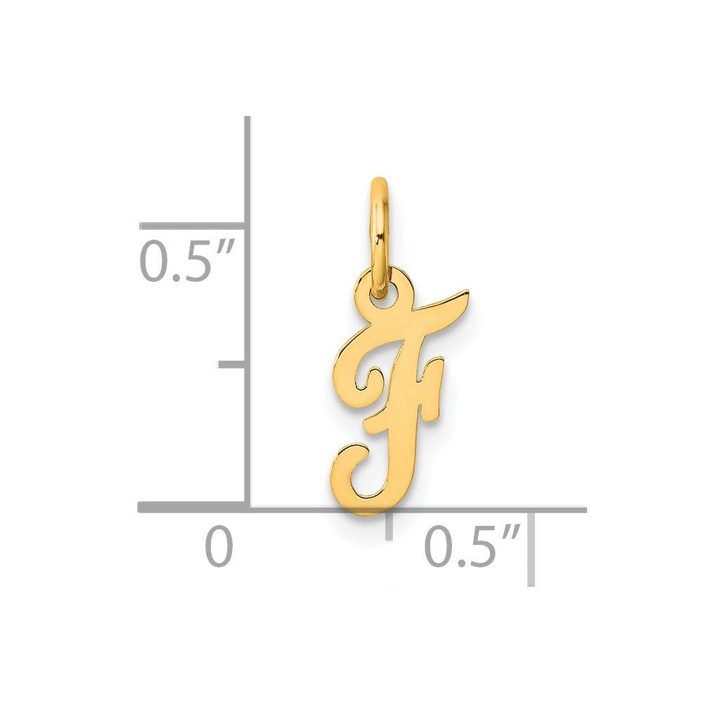 14K Gelbgold Klein Schreibschrift Buchstabe F Initiale Charm