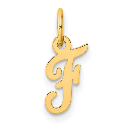14K Gelbgold Klein Schreibschrift Buchstabe F Initiale Charm
