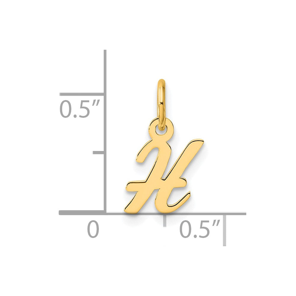 14K Gelbgold Klein Schreibschrift Buchstabe H Initiale Charm