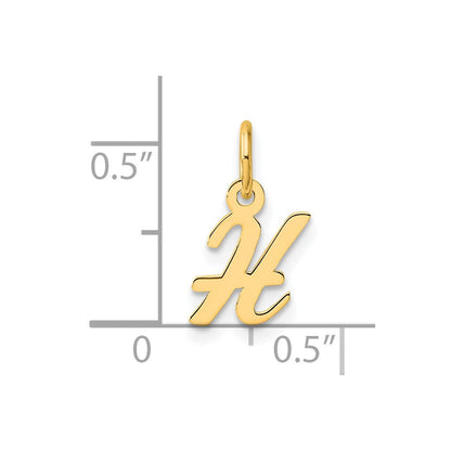 14K Gelbgold Klein Schreibschrift Buchstabe H Initiale Charm