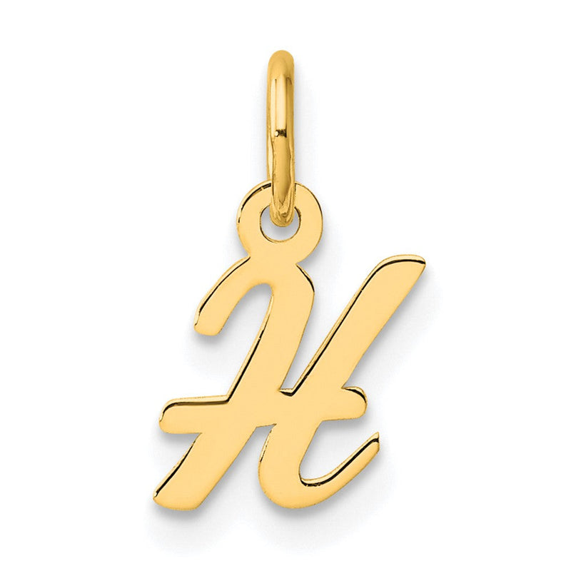 14K Gelbgold Klein Schreibschrift Buchstabe H Initiale Charm