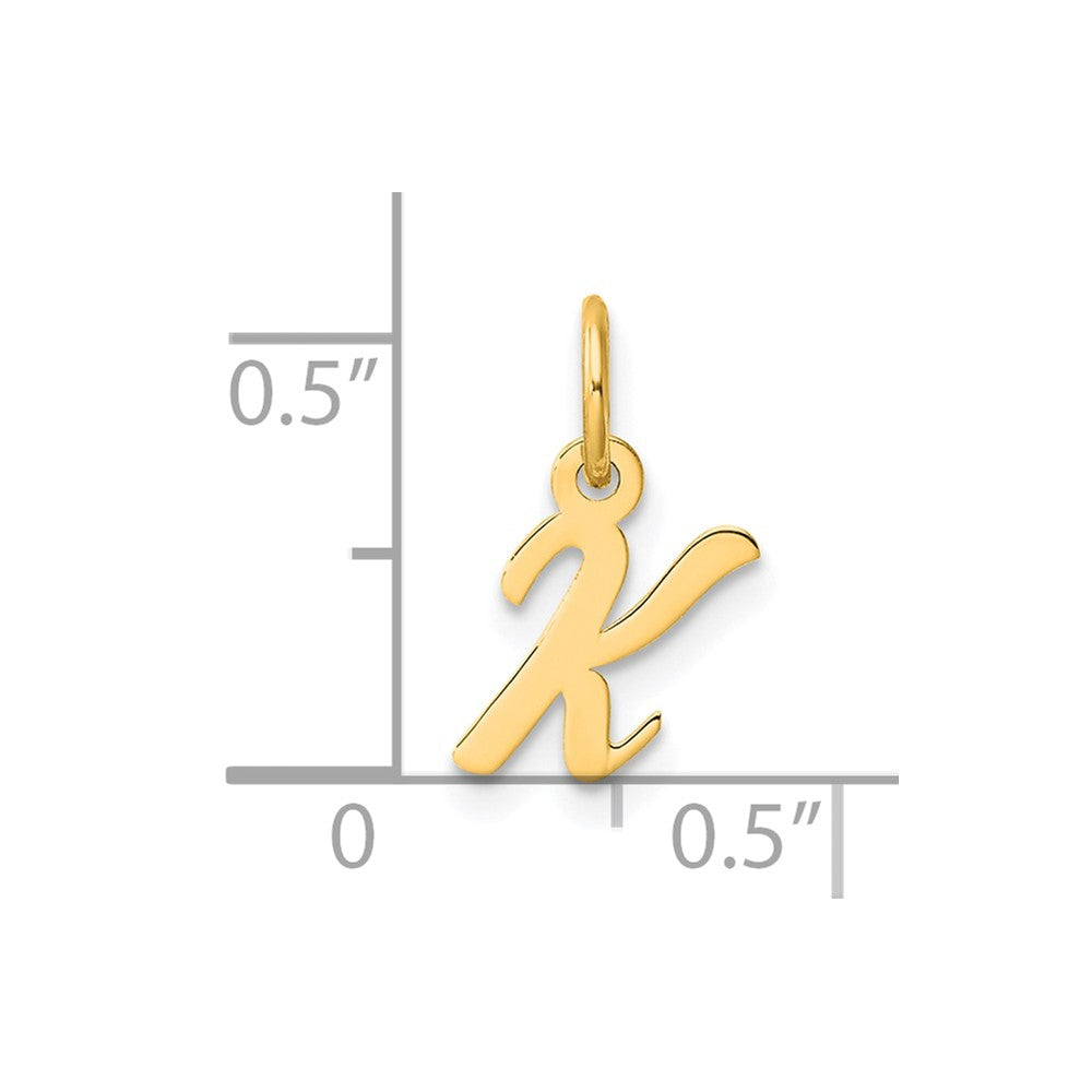 14K Gelbgold Klein Schreibschrift Buchstabe K Initiale Charm