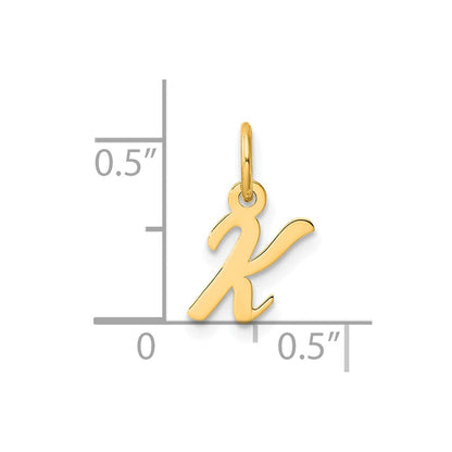 14K Gelbgold Klein Schreibschrift Buchstabe K Initiale Charm