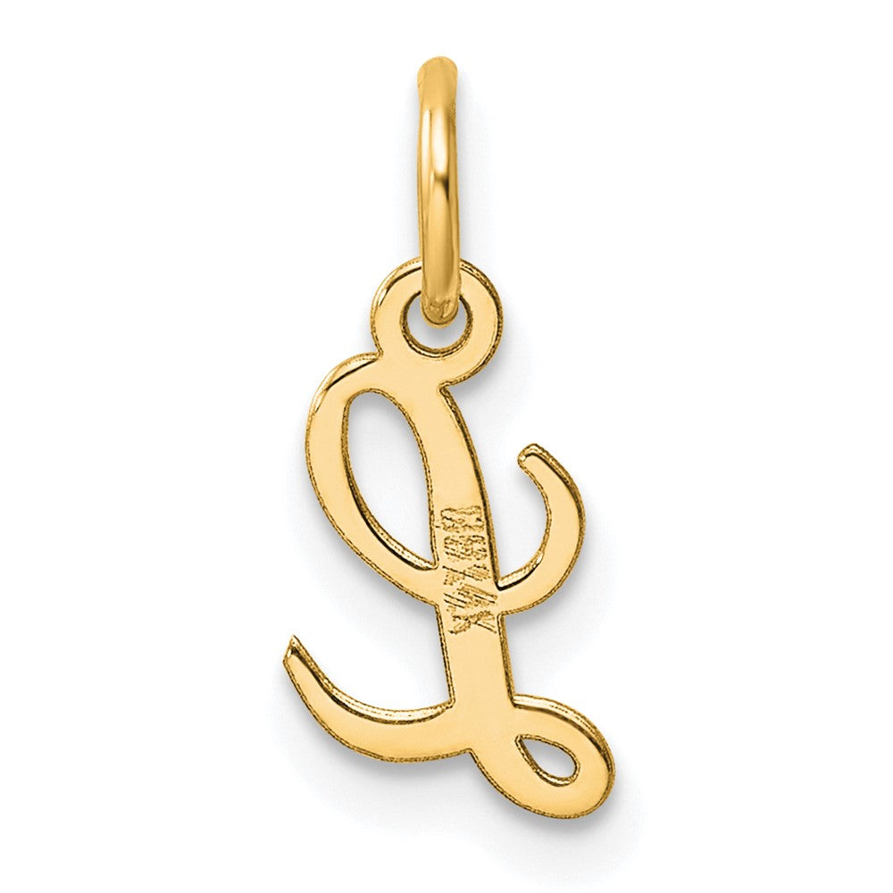 14K Gelbgold Klein Schreibschrift Buchstabe L Initiale Charm