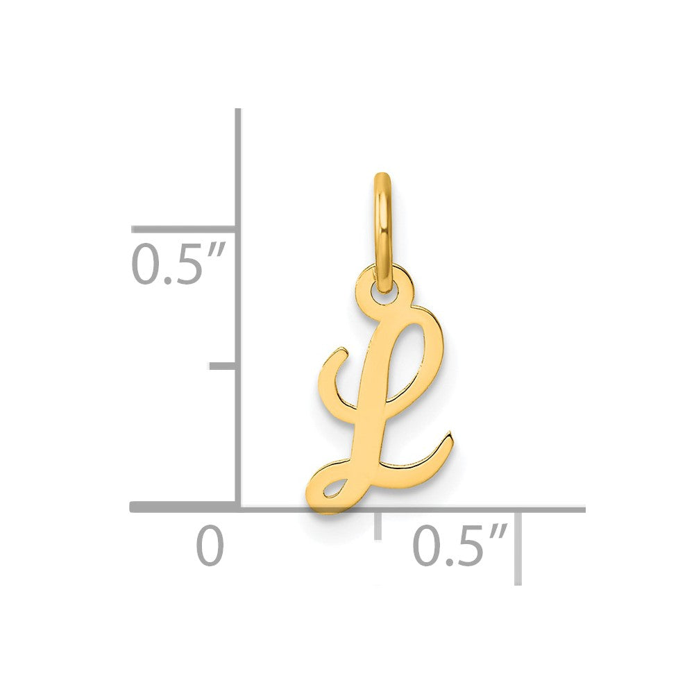 14K Gelbgold Klein Schreibschrift Buchstabe L Initiale Charm