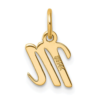 14K Gelbgold Klein Schreibschrift Buchstabe M Initiale Charm