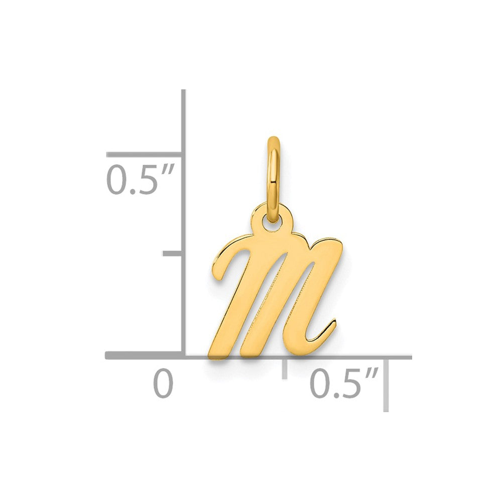 14K Gelbgold Klein Schreibschrift Buchstabe M Initiale Charm