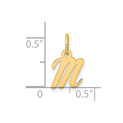 14K Gelbgold Klein Schreibschrift Buchstabe M Initiale Charm