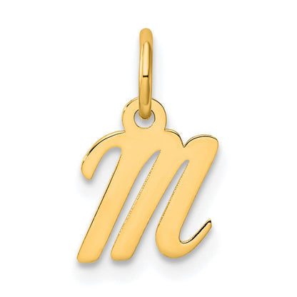 14K Gelbgold Klein Schreibschrift Buchstabe M Initiale Charm