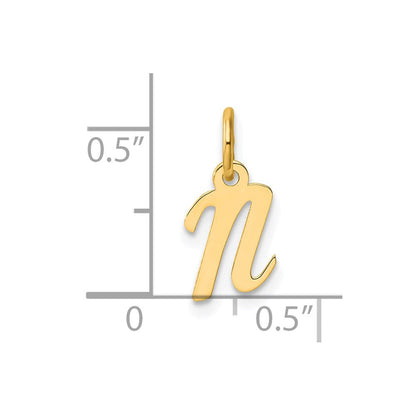 14K Gelbgold Klein Schreibschrift Buchstabe N Initiale Charm