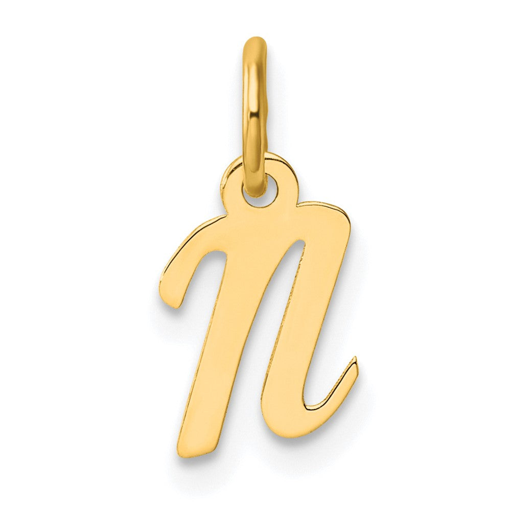 14K Gelbgold Klein Schreibschrift Buchstabe N Initiale Charm