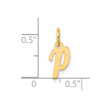 14K Gelbgold Klein Schreibschrift Buchstabe P Initiale Charm